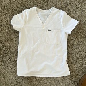 Figs Small White Scrub Top